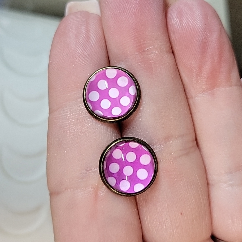 Polka Dot Gumdrop Stud Earrings - Picture 4 of 6